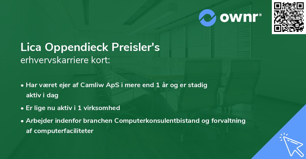 Lica Oppendieck Preisler's erhvervskarriere kort