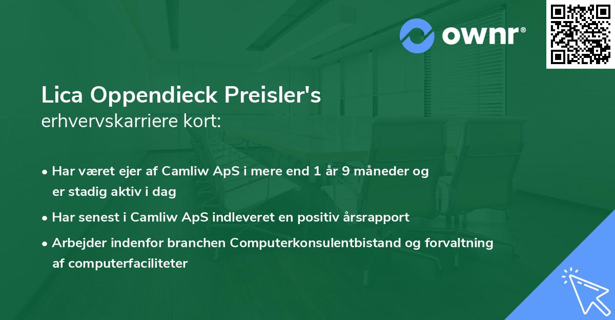 Lica Oppendieck Preisler's erhvervskarriere kort