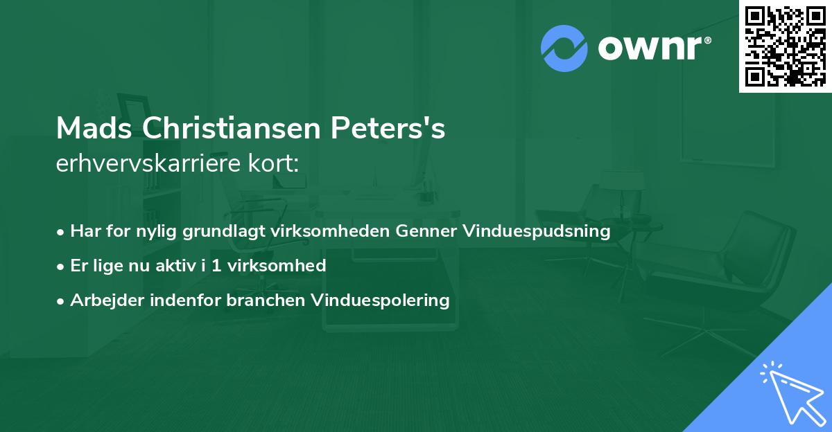 Mads Christiansen Peters's erhvervskarriere kort
