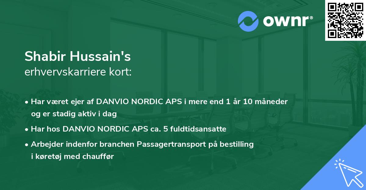 Shabir Hussain's erhvervskarriere kort