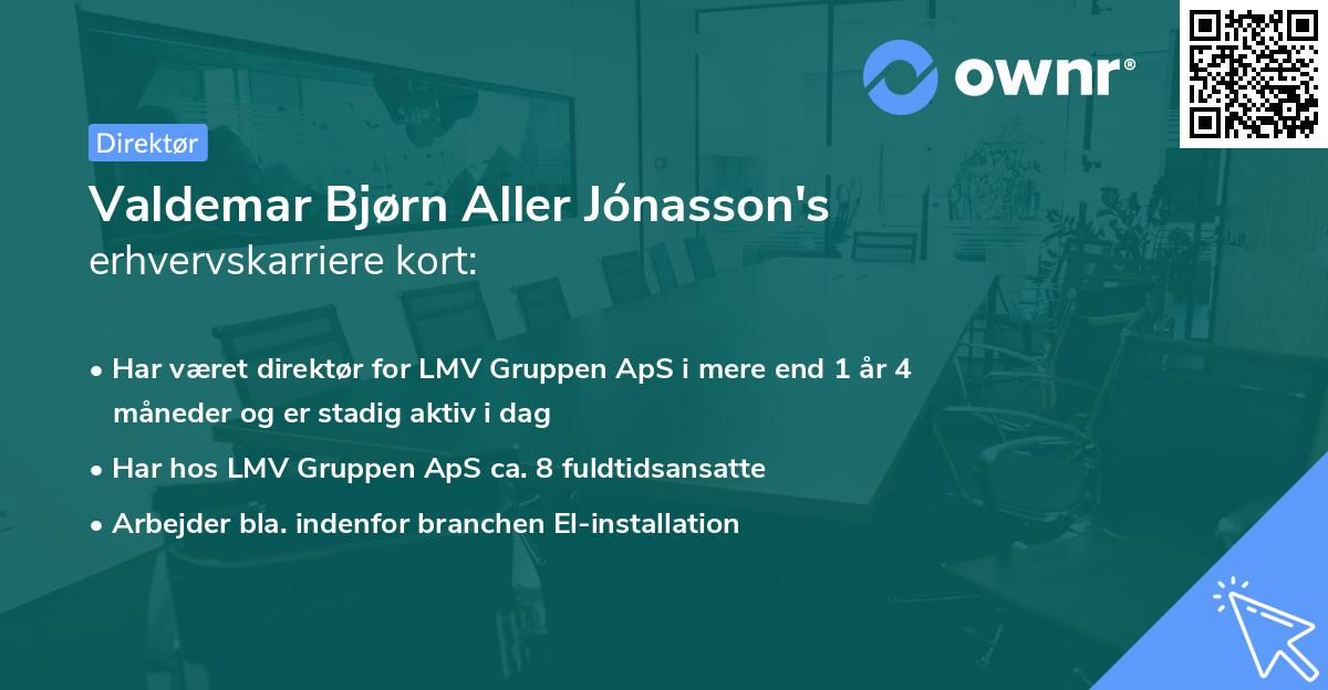 Valdemar Bjørn Aller Jónasson's erhvervskarriere kort