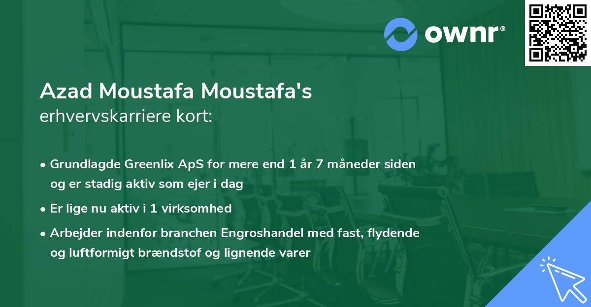 Azad Moustafa Moustafa's erhvervskarriere kort