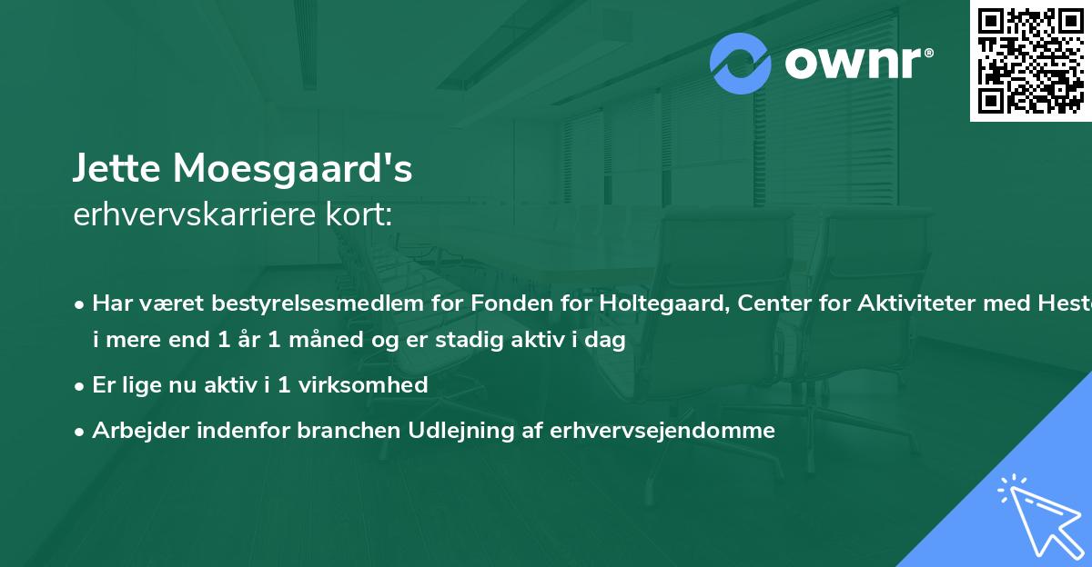 Jette Moesgaard's erhvervskarriere kort