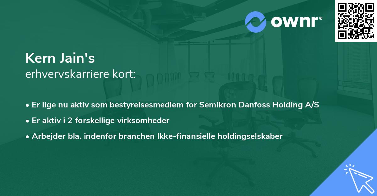Kern Jain's erhvervskarriere kort