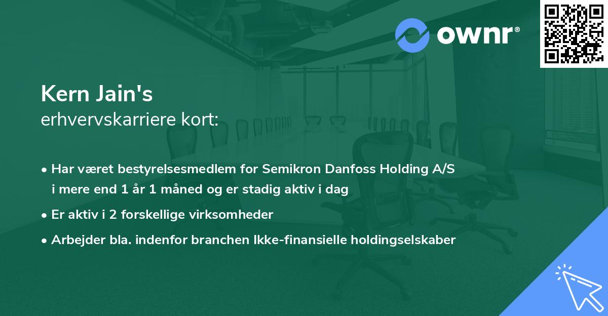 Kern Jain's erhvervskarriere kort