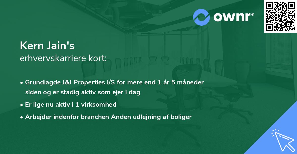 Kern Jain's erhvervskarriere kort