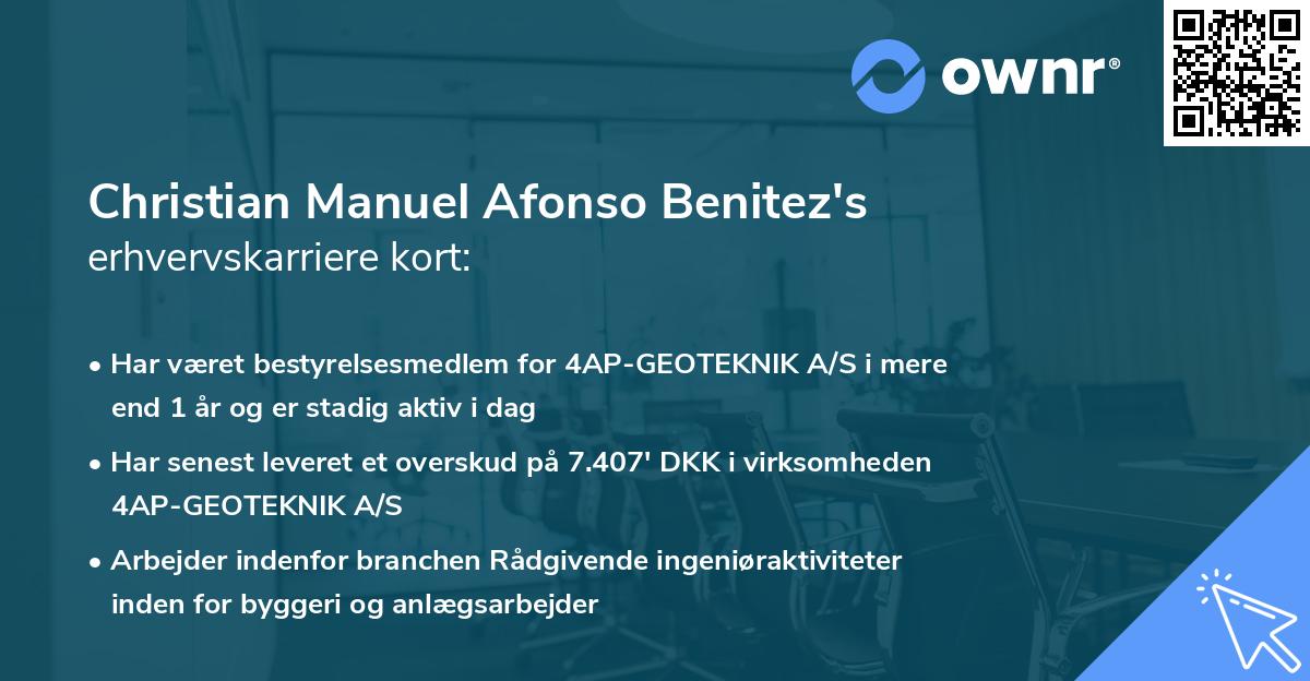 Christian Manuel Afonso Benitez's erhvervskarriere kort