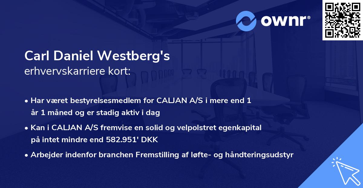 Carl Daniel Westberg's erhvervskarriere kort