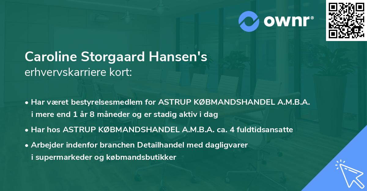 Caroline Storgaard Hansen's erhvervskarriere kort
