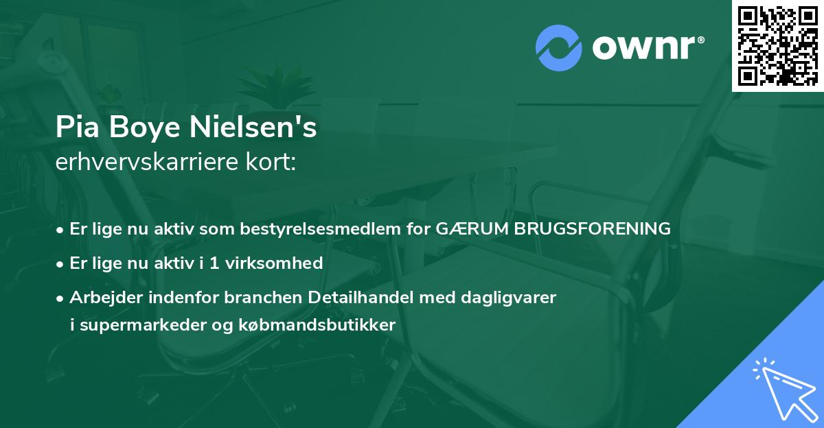 Pia Boye Nielsen's erhvervskarriere kort