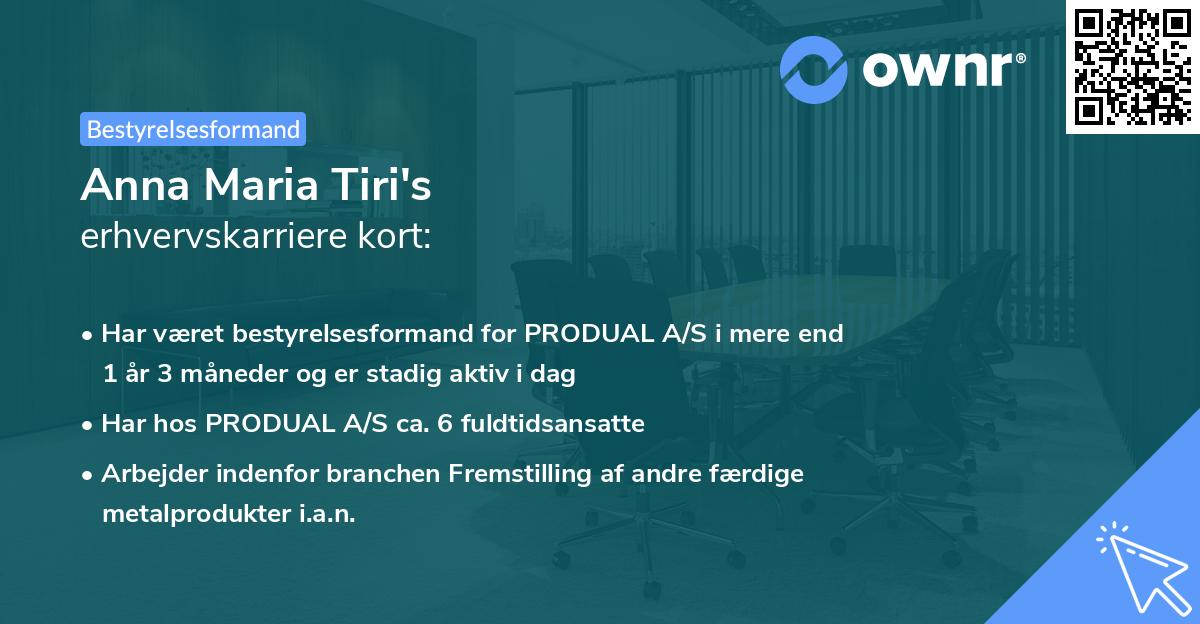 Anna Maria Tiri's erhvervskarriere kort