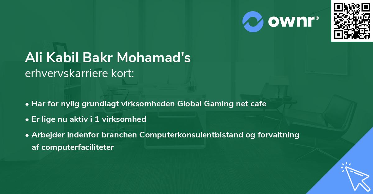Ali Kabil Bakr Mohamad's erhvervskarriere kort