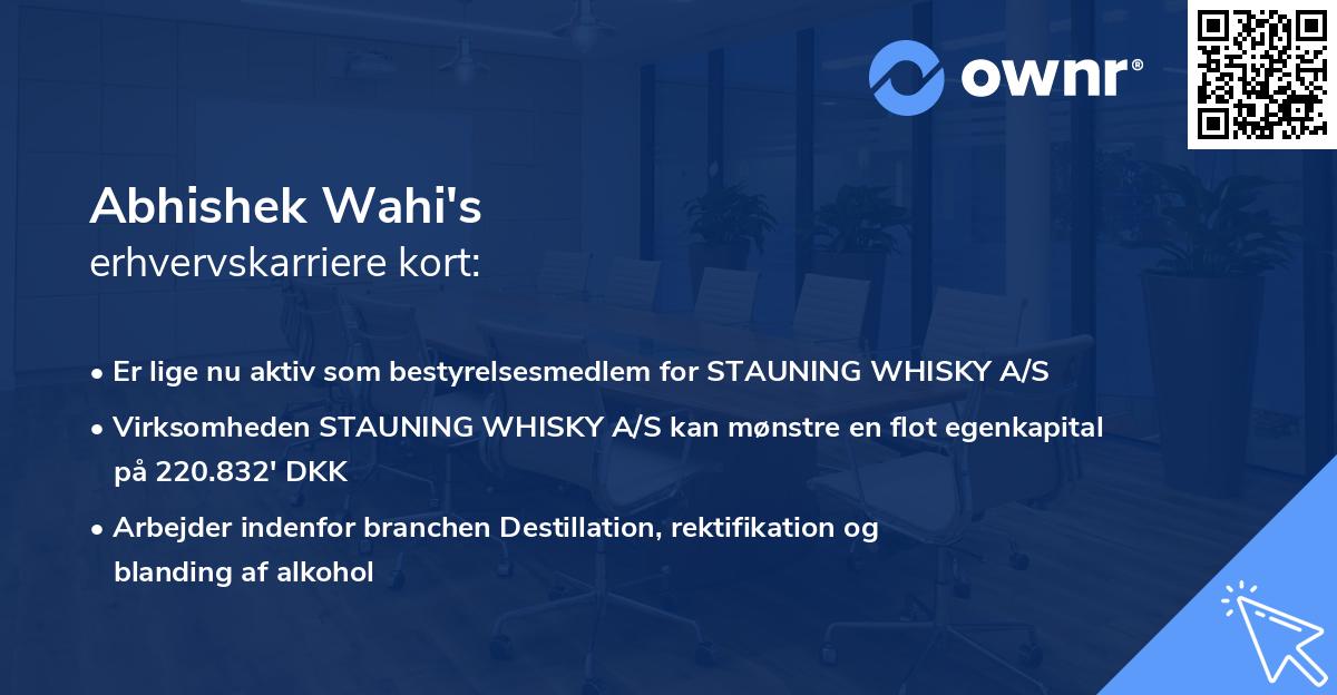 Abhishek Wahi's erhvervskarriere kort