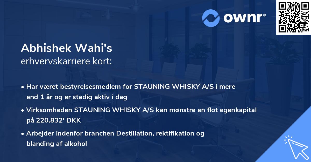 Abhishek Wahi's erhvervskarriere kort