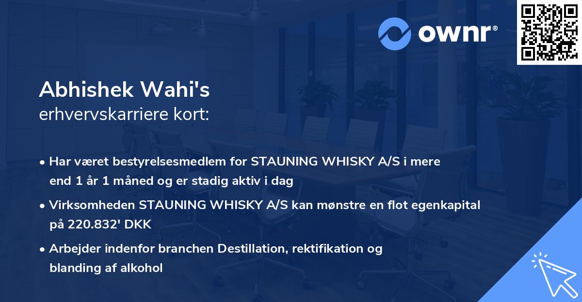 Abhishek Wahi's erhvervskarriere kort