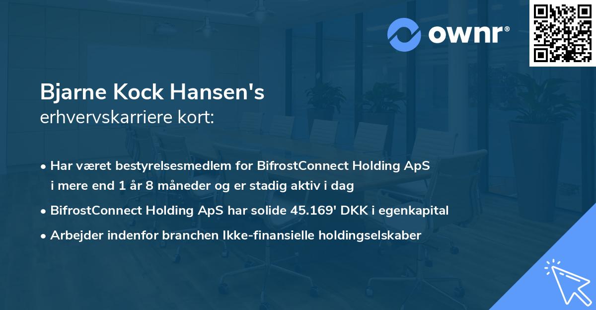 Bjarne Kock Hansen's erhvervskarriere kort