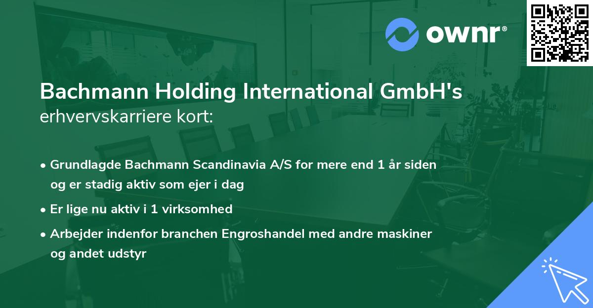 Bachmann Holding International GmbH's erhvervskarriere kort