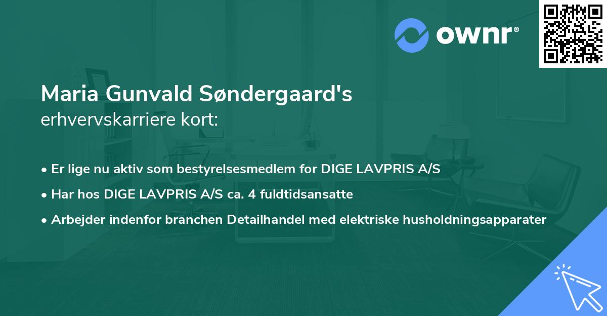 Maria Gunvald Søndergaard's erhvervskarriere kort