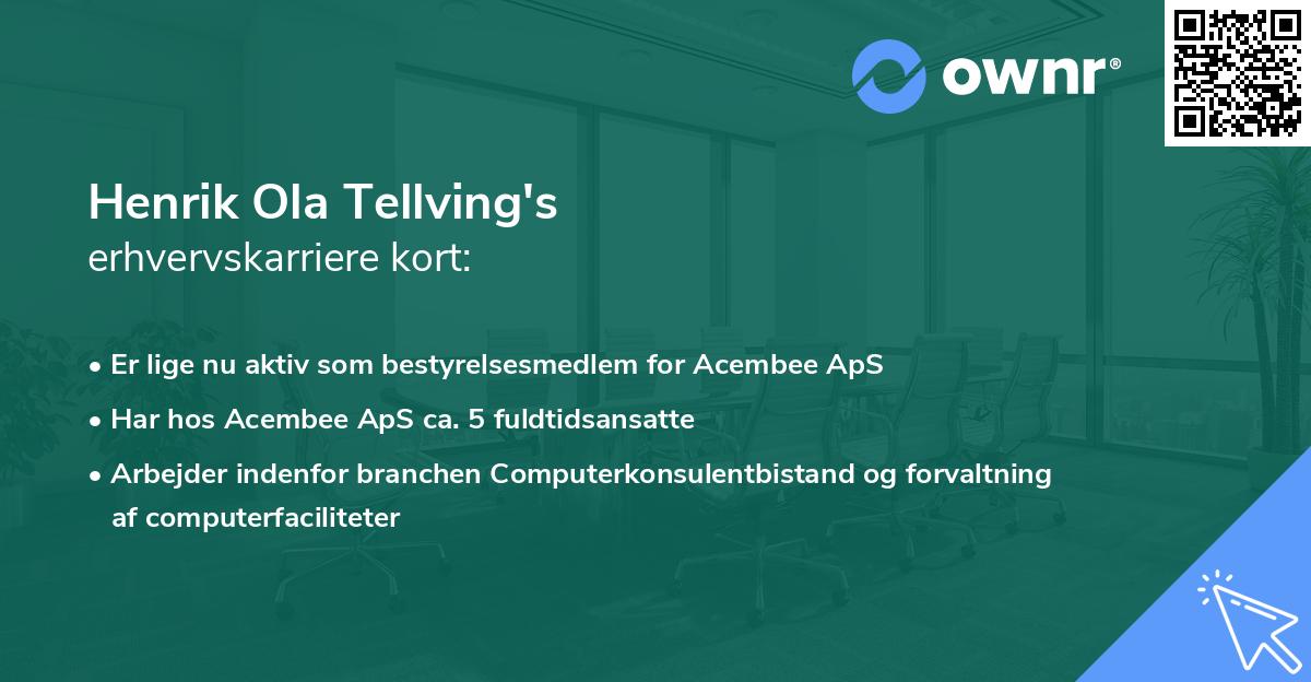 Henrik Ola Tellving's erhvervskarriere kort