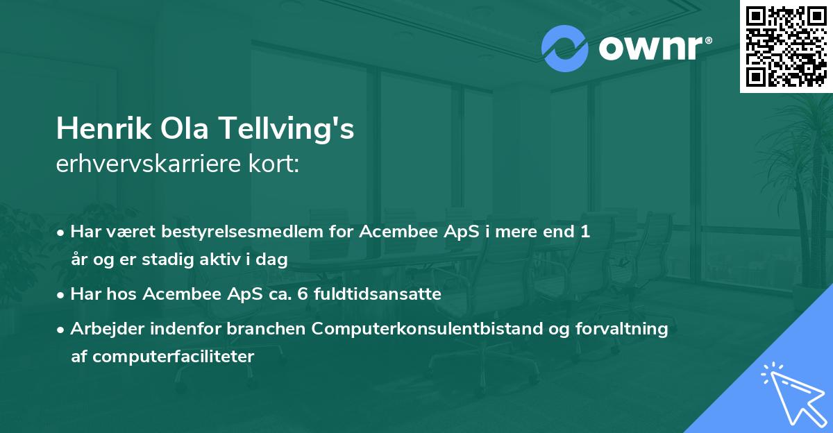 Henrik Ola Tellving's erhvervskarriere kort
