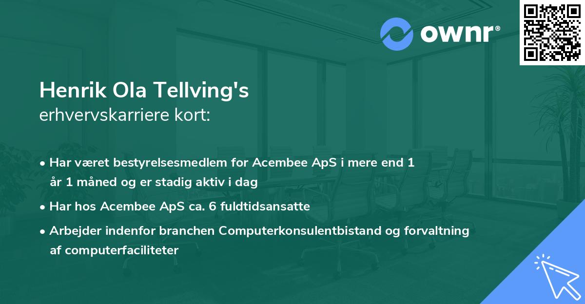 Henrik Ola Tellving's erhvervskarriere kort