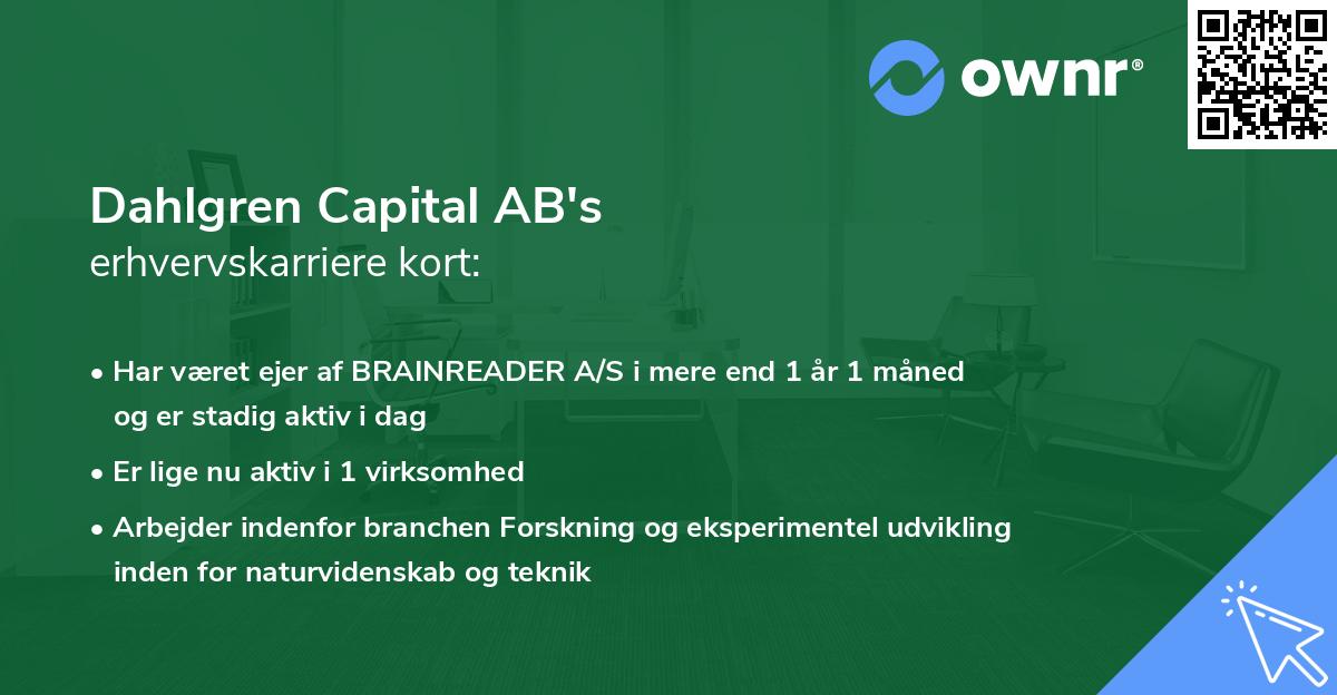 Dahlgren Capital AB's erhvervskarriere kort