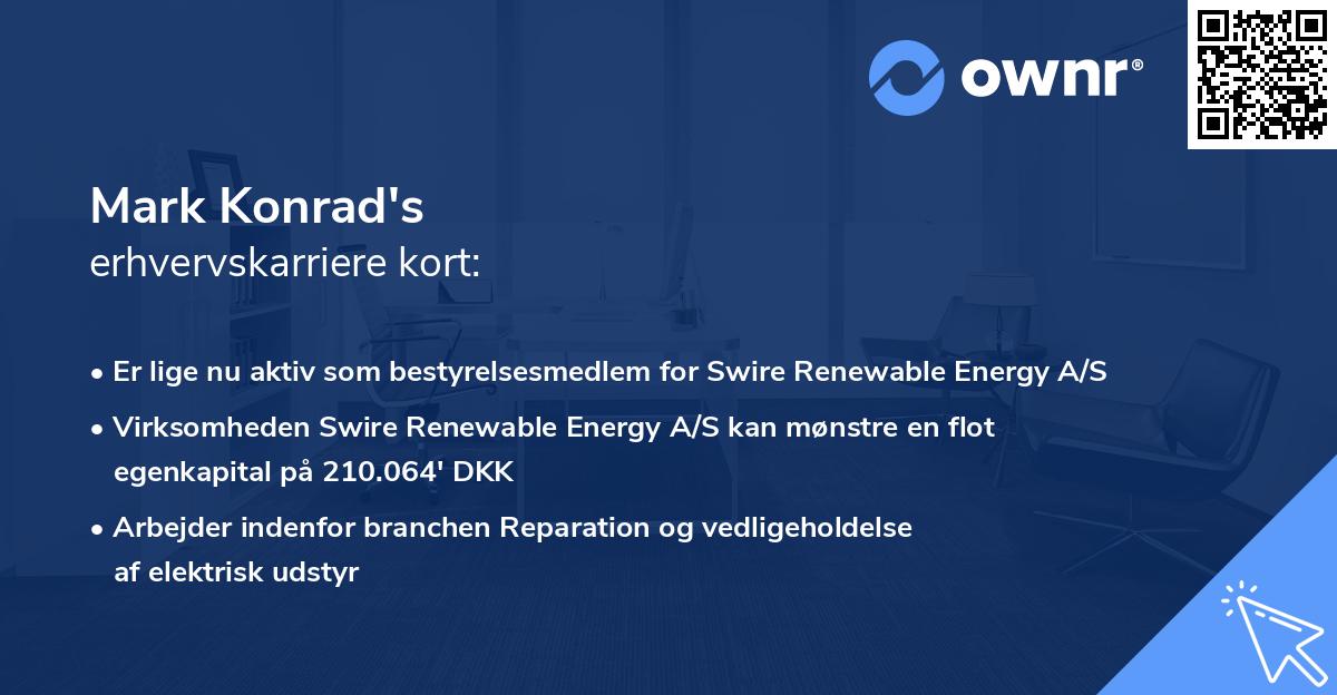Mark Konrad's erhvervskarriere kort