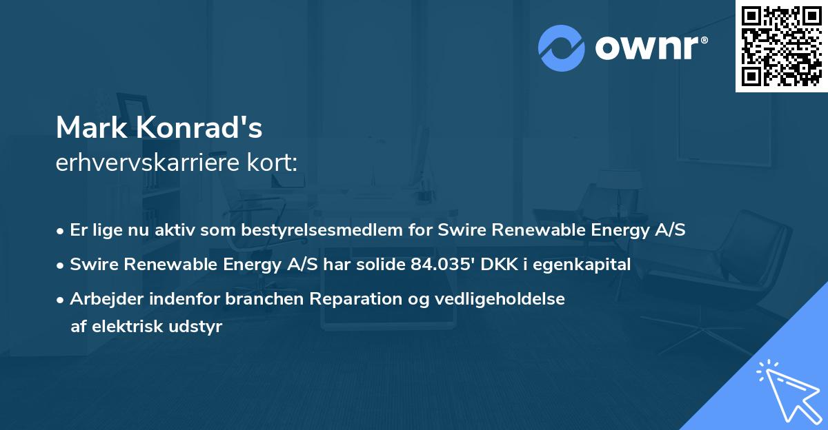 Mark Konrad's erhvervskarriere kort