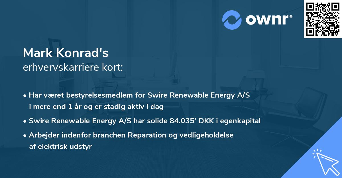 Mark Konrad's erhvervskarriere kort