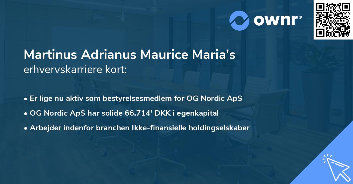 Martinus Adrianus Maurice Maria's erhvervskarriere kort