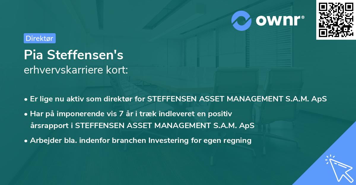 Pia Steffensen's erhvervskarriere kort