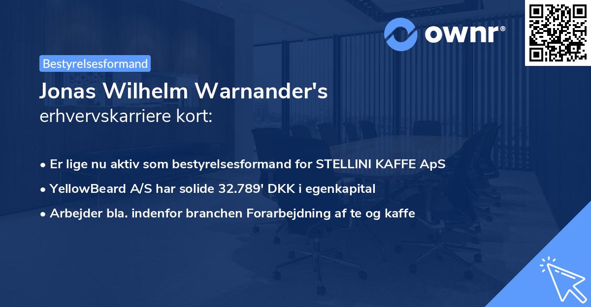 Jonas Wilhelm Warnander's erhvervskarriere kort
