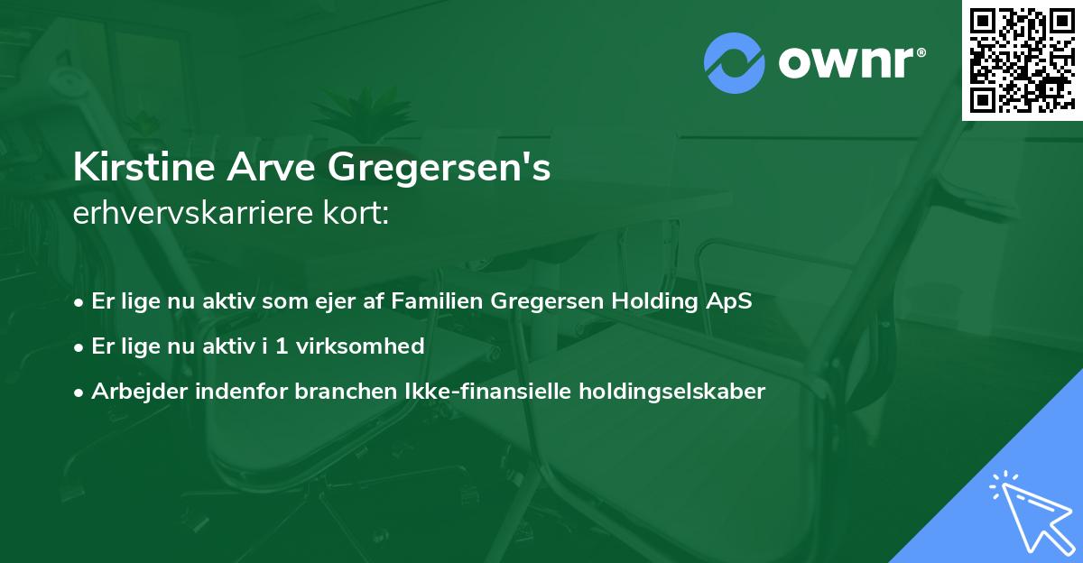 Kirstine Arve Gregersen's erhvervskarriere kort