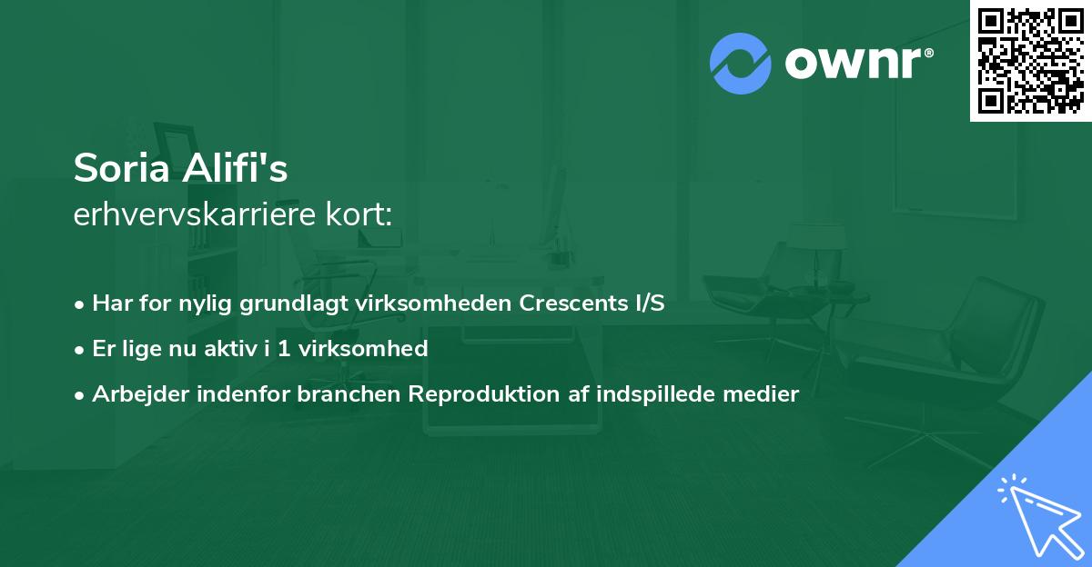 Soria Alifi's erhvervskarriere kort