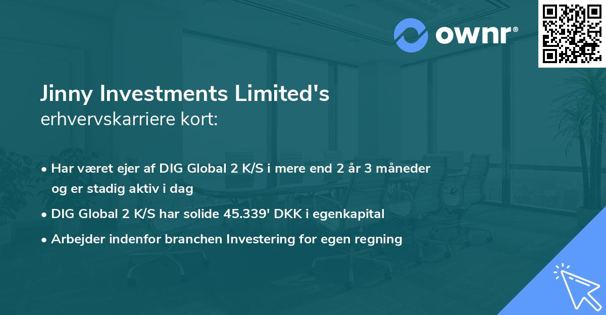 Jinny Investments Limited's erhvervskarriere kort