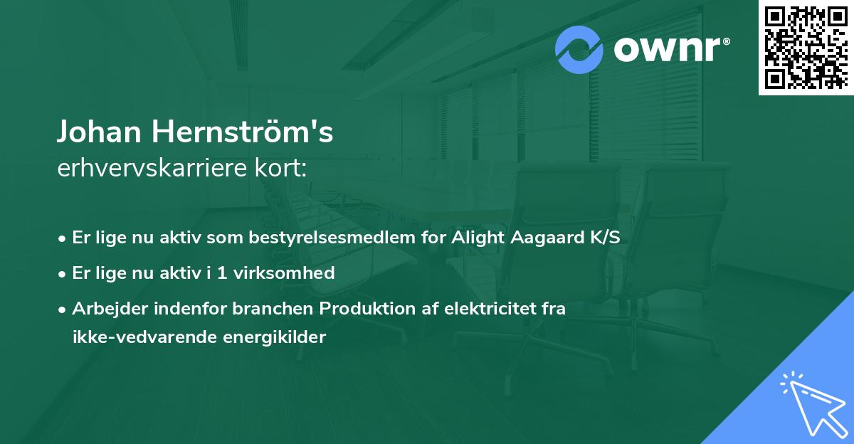 Johan Hernström's erhvervskarriere kort