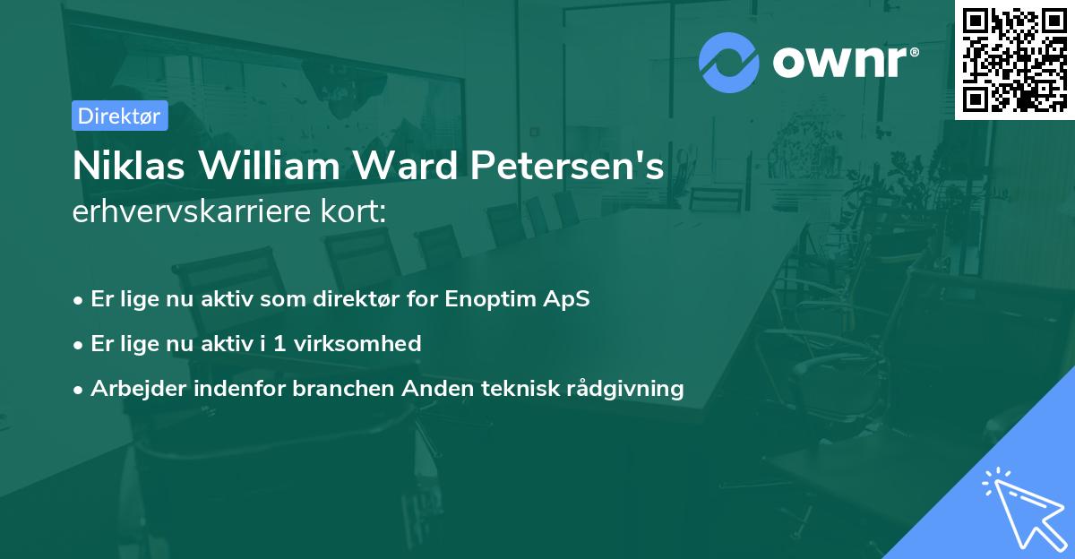 Niklas William Ward Petersen's erhvervskarriere kort