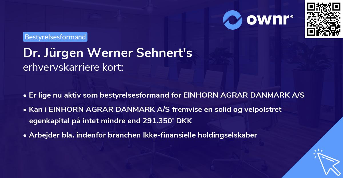 Dr. Jürgen Werner Sehnert's erhvervskarriere kort