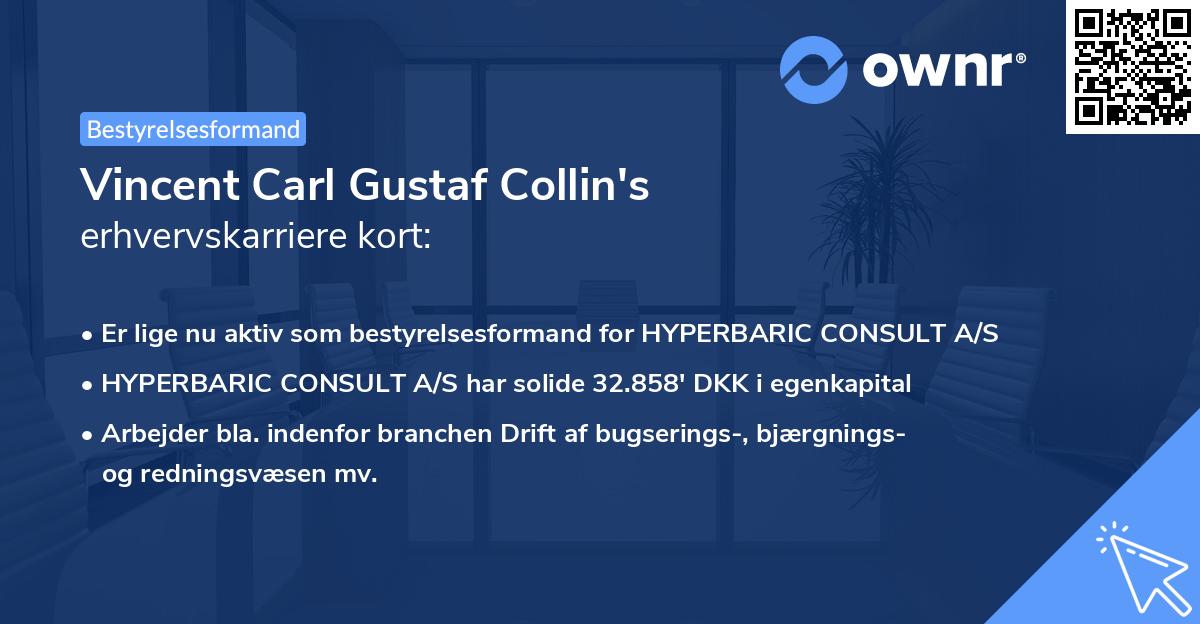 Vincent Carl Gustaf Collin's erhvervskarriere kort