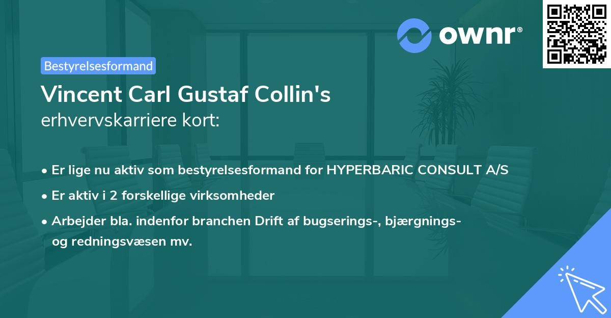 Vincent Carl Gustaf Collin's erhvervskarriere kort