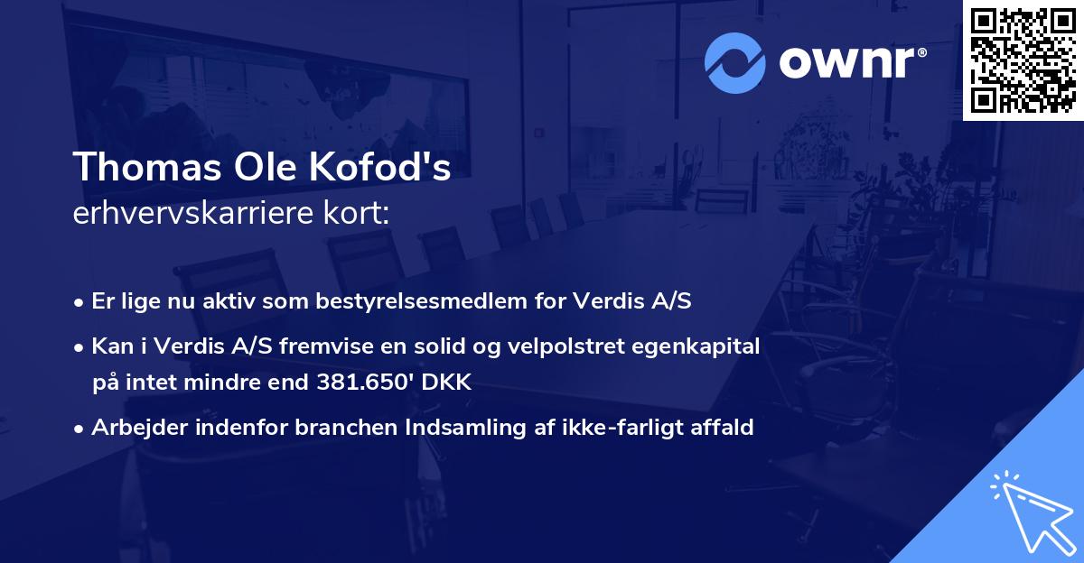 Thomas Ole Kofod's erhvervskarriere kort