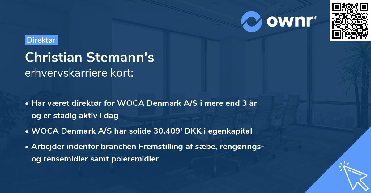 Christian Stemann's erhvervskarriere kort