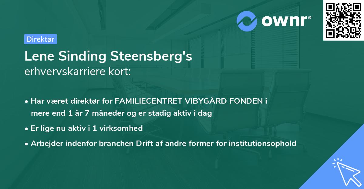 Lene Sinding Steensberg's erhvervskarriere kort