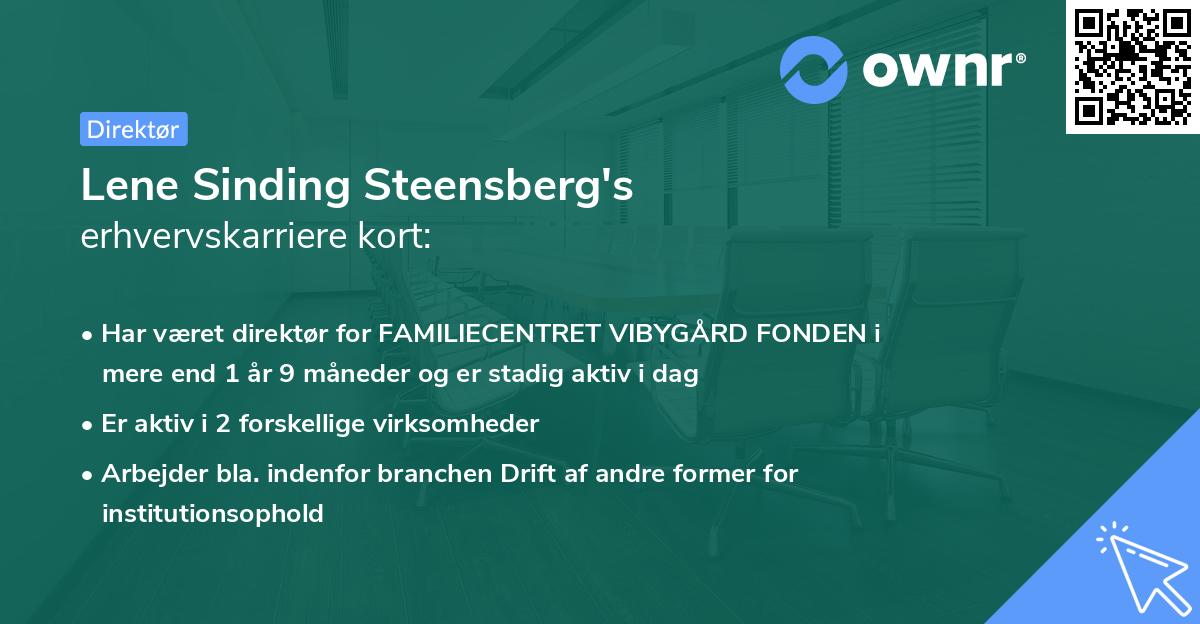 Lene Sinding Steensberg's erhvervskarriere kort