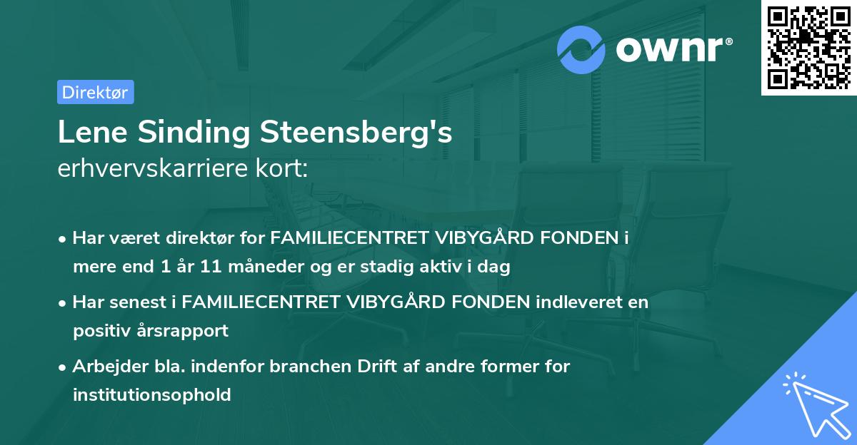 Lene Sinding Steensberg's erhvervskarriere kort