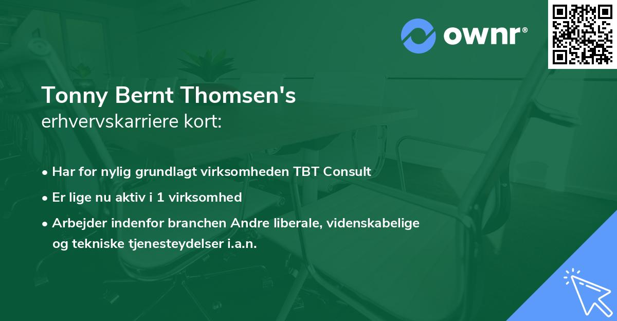 Tonny Bernt Thomsen's erhvervskarriere kort