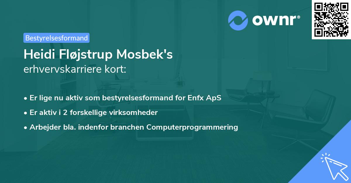 Heidi Fløjstrup Mosbek's erhvervskarriere kort