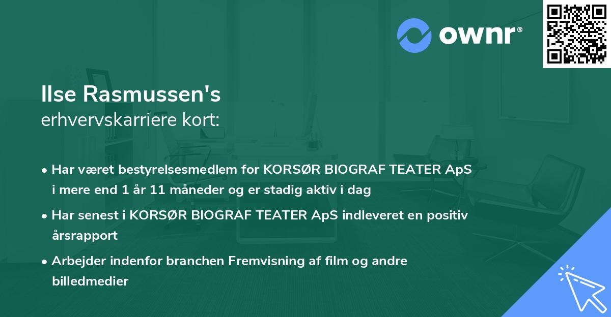 Ilse Rasmussen's erhvervskarriere kort