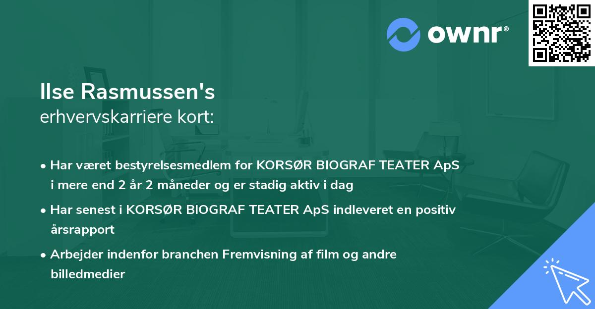 Ilse Rasmussen's erhvervskarriere kort