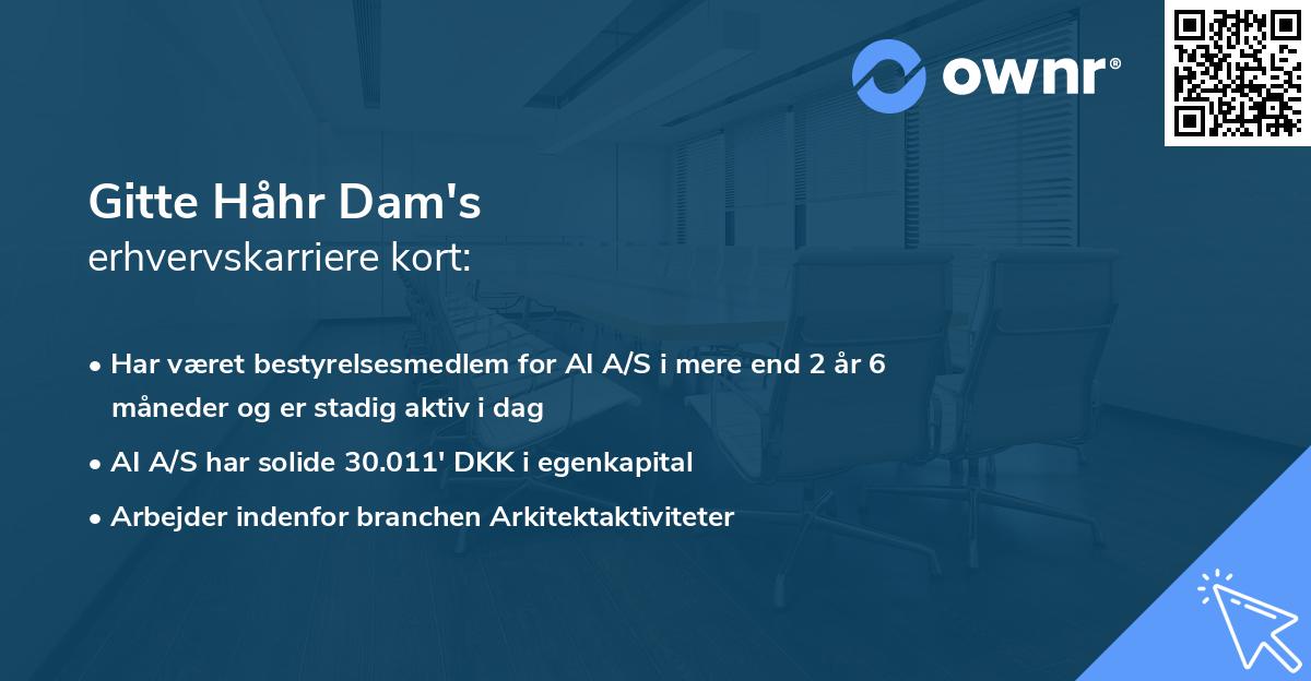 Gitte Håhr Dam's erhvervskarriere kort